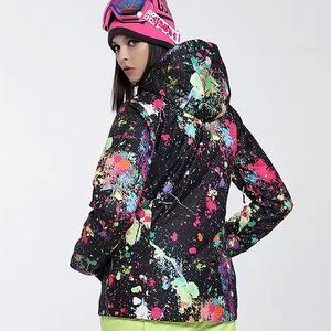 Like New Gsou Snow Multicolor Splash Ink Spatter Snowboard Ski Coat, Size Small